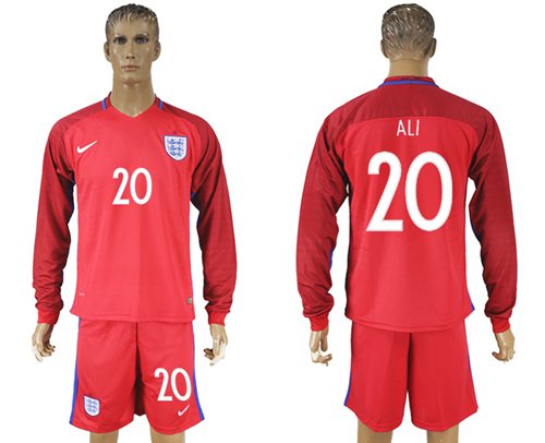 England #20 ALI Away Long Sleeves Soccer Country Jersey